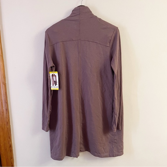 Active Life Mineral Brown Open Front Cardigan Long Length NEW Size Medium - Picture 7 of 10